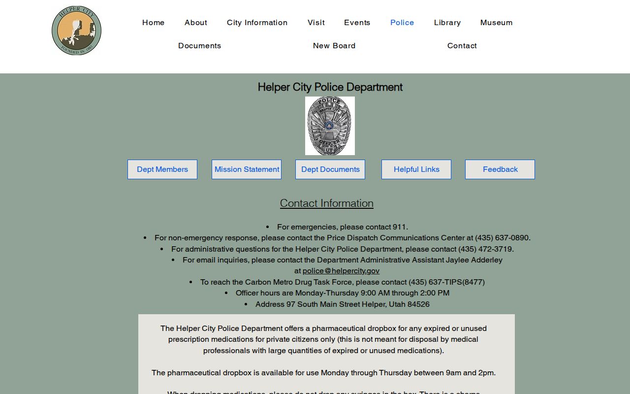 Carbon County Helper Police Department records request information