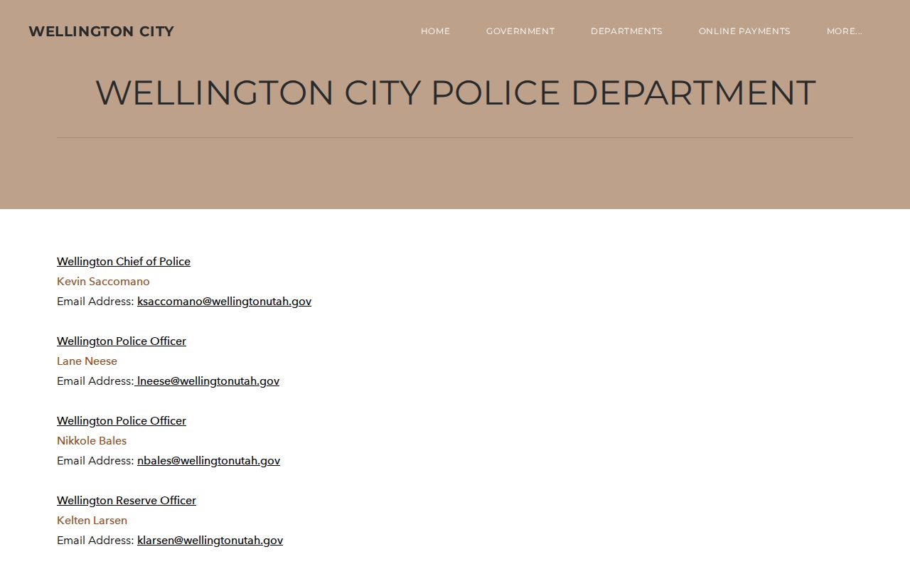 Carbon County Wellington Police Department record contact information